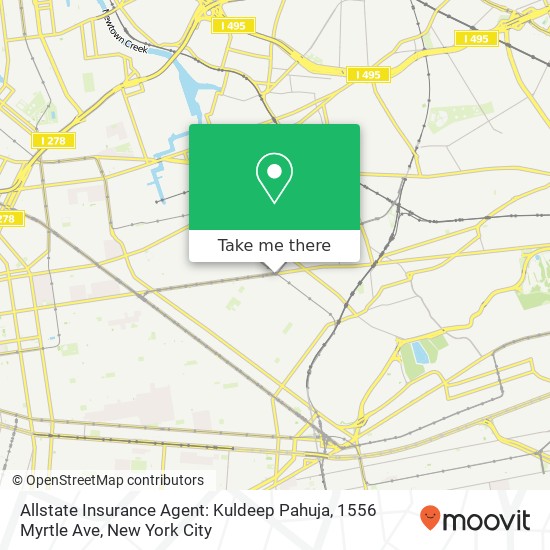 Allstate Insurance Agent: Kuldeep Pahuja, 1556 Myrtle Ave map