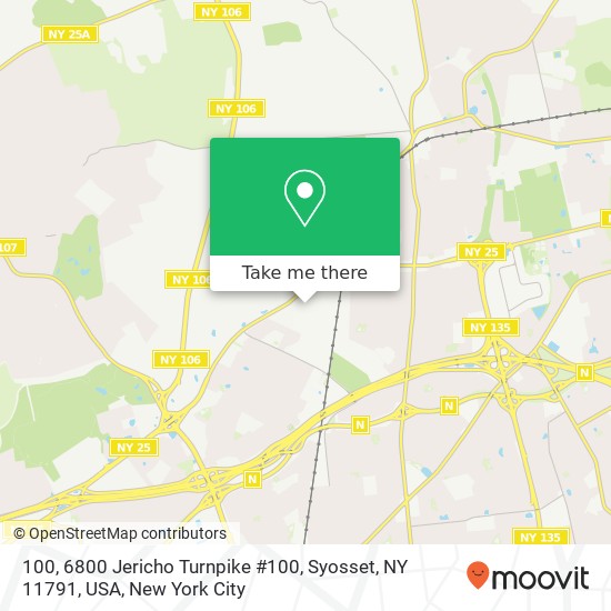 Mapa de 100, 6800 Jericho Turnpike #100, Syosset, NY 11791, USA