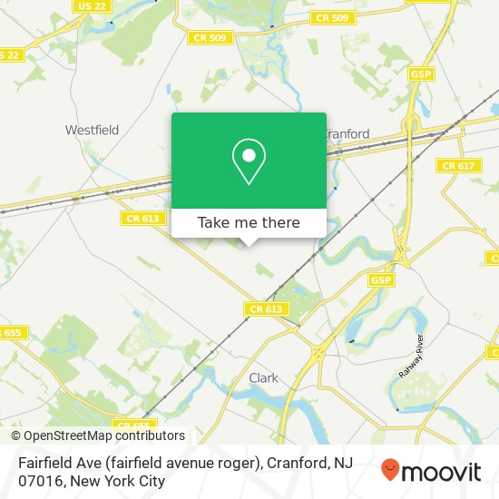 Mapa de Fairfield Ave (fairfield avenue roger), Cranford, NJ 07016