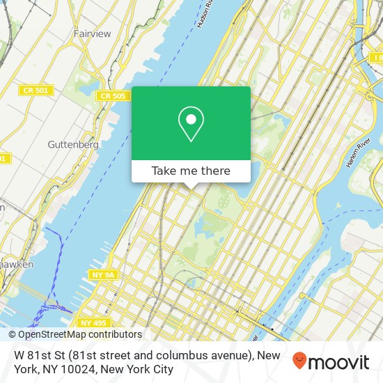 Mapa de W 81st St (81st street and columbus avenue), New York, NY 10024