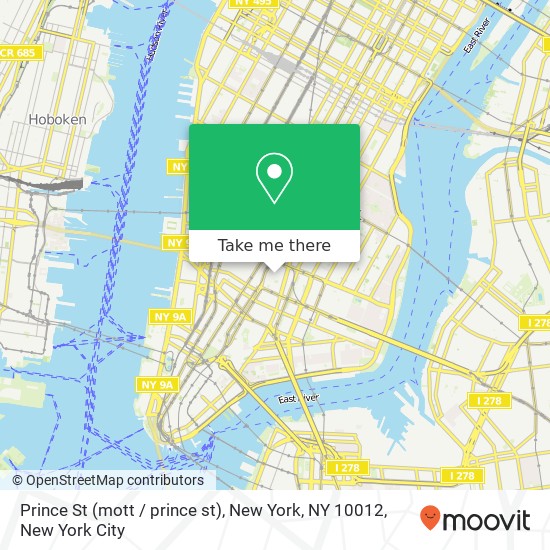 Mapa de Prince St (mott / prince st), New York, NY 10012