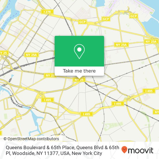 Queens Boulevard & 65th Place, Queens Blvd & 65th Pl, Woodside, NY 11377, USA map