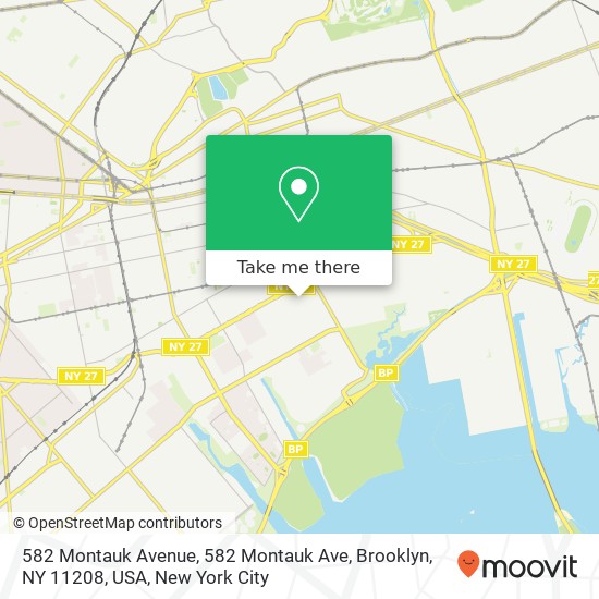582 Montauk Avenue, 582 Montauk Ave, Brooklyn, NY 11208, USA map