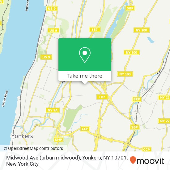 Mapa de Midwood Ave (urban midwood), Yonkers, NY 10701