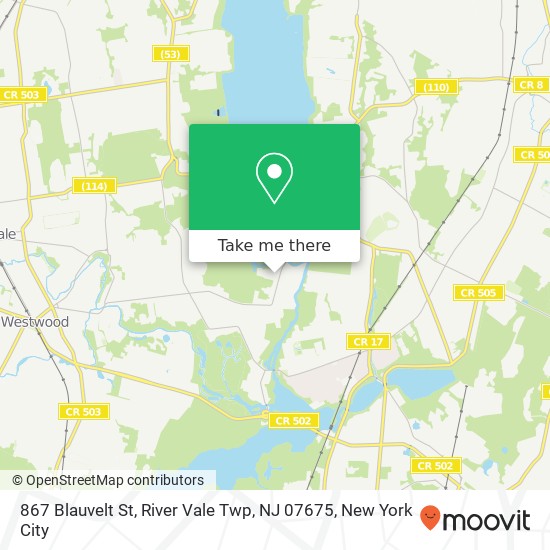 Mapa de 867 Blauvelt St, River Vale Twp, NJ 07675