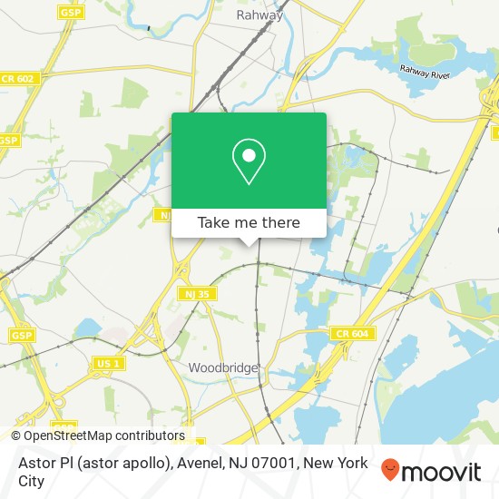 Astor Pl (astor apollo), Avenel, NJ 07001 map