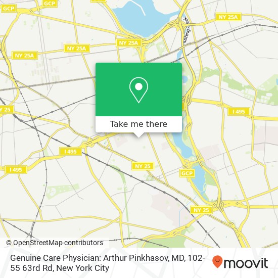 Mapa de Genuine Care Physician: Arthur Pinkhasov, MD, 102-55 63rd Rd