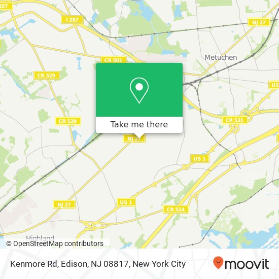 Mapa de Kenmore Rd, Edison, NJ 08817