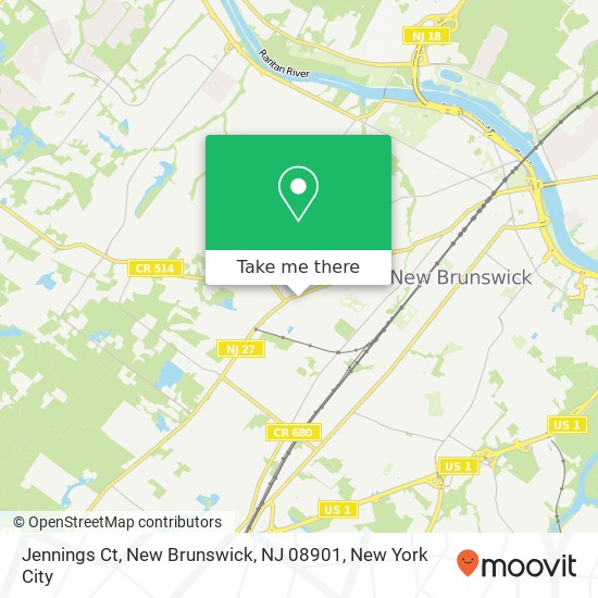 Mapa de Jennings Ct, New Brunswick, NJ 08901