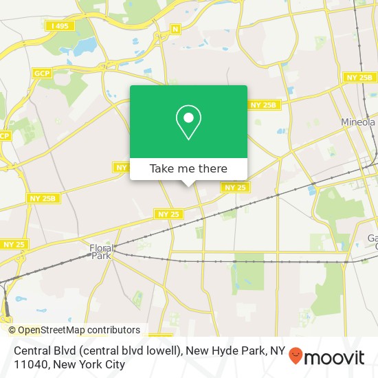 Mapa de Central Blvd (central blvd lowell), New Hyde Park, NY 11040