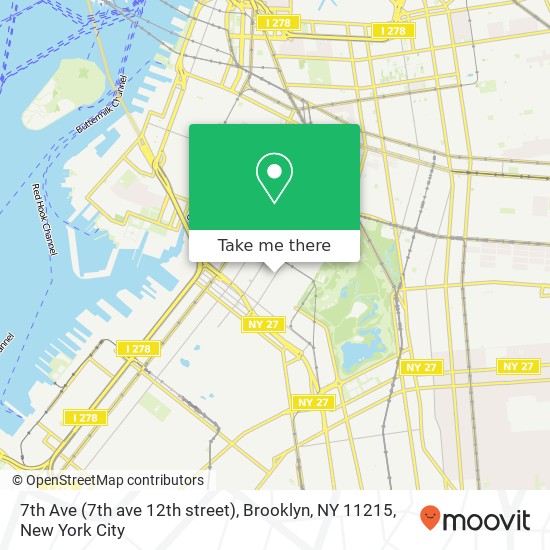 Mapa de 7th Ave (7th ave 12th street), Brooklyn, NY 11215