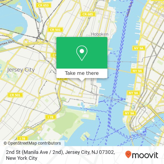 2nd St (Manila Ave / 2nd), Jersey City, NJ 07302 map