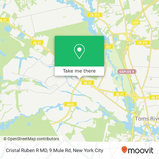 Mapa de Cristal Ruben R MD, 9 Mule Rd