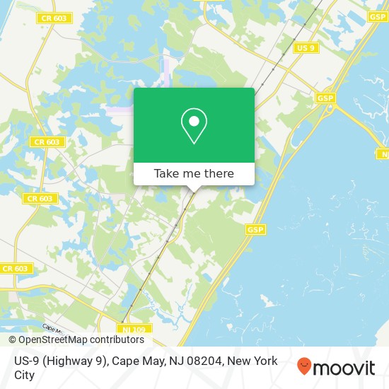 Mapa de US-9 (Highway 9), Cape May, NJ 08204