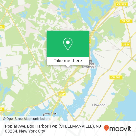 Mapa de Poplar Ave, Egg Harbor Twp (STEELMANVILLE), NJ 08234