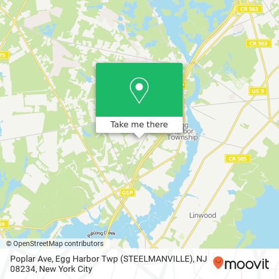 Poplar Ave, Egg Harbor Twp (STEELMANVILLE), NJ 08234 map