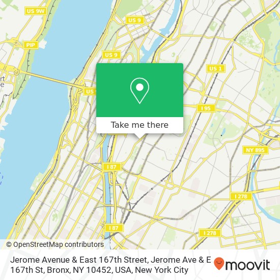 Mapa de Jerome Avenue & East 167th Street, Jerome Ave & E 167th St, Bronx, NY 10452, USA