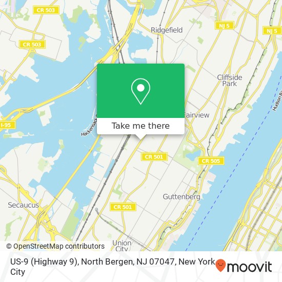 Mapa de US-9 (Highway 9), North Bergen, NJ 07047