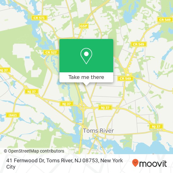 Mapa de 41 Fernwood Dr, Toms River, NJ 08753