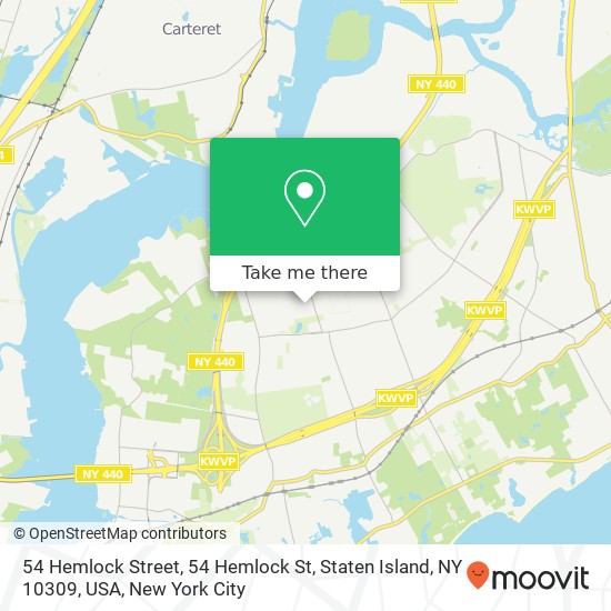 Mapa de 54 Hemlock Street, 54 Hemlock St, Staten Island, NY 10309, USA