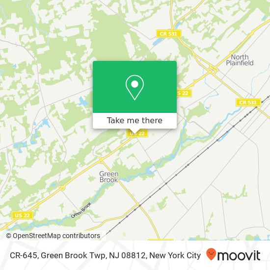 Mapa de CR-645, Green Brook Twp, NJ 08812
