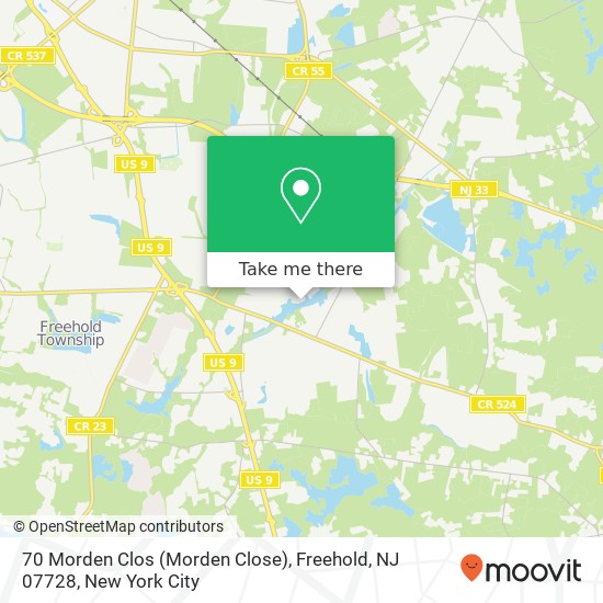 Mapa de 70 Morden Clos (Morden Close), Freehold, NJ 07728