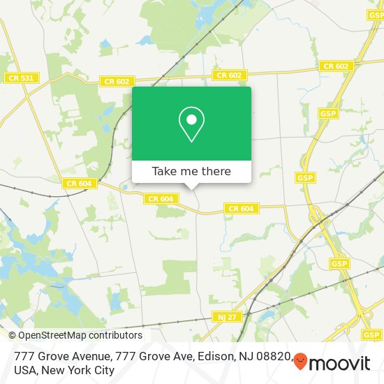 Mapa de 777 Grove Avenue, 777 Grove Ave, Edison, NJ 08820, USA