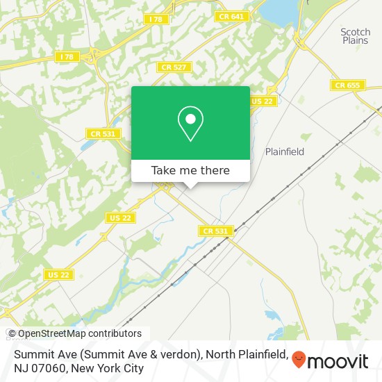 Mapa de Summit Ave (Summit Ave & verdon), North Plainfield, NJ 07060
