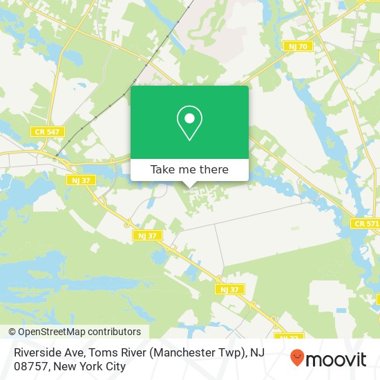 Mapa de Riverside Ave, Toms River (Manchester Twp), NJ 08757