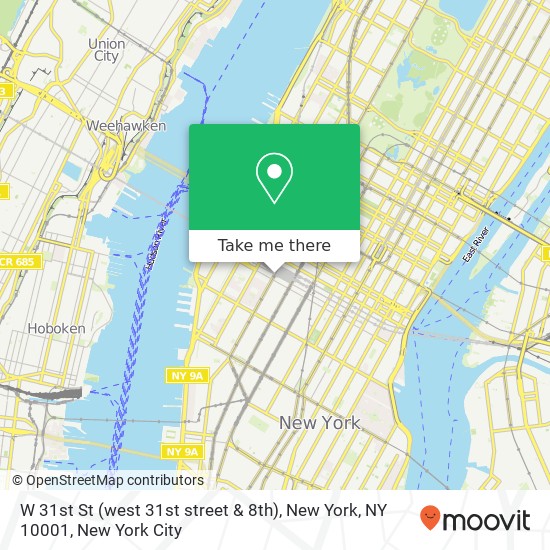 Mapa de W 31st St (west 31st street & 8th), New York, NY 10001