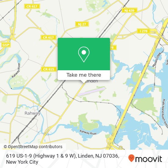 619 US-1-9 (Highway 1 & 9 W), Linden, NJ 07036 map