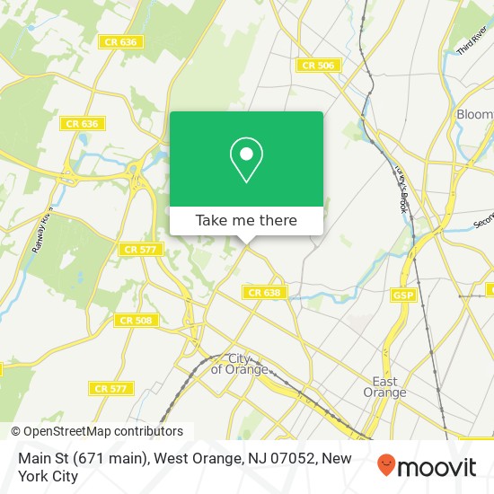 Mapa de Main St (671 main), West Orange, NJ 07052
