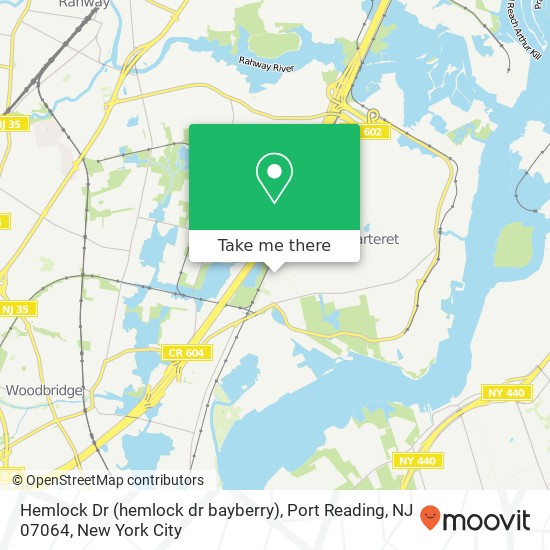 Mapa de Hemlock Dr (hemlock dr bayberry), Port Reading, NJ 07064