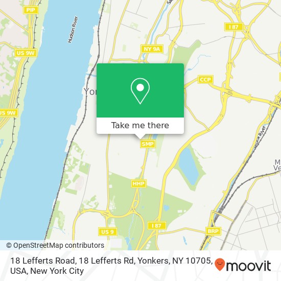 18 Lefferts Road, 18 Lefferts Rd, Yonkers, NY 10705, USA map