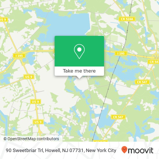 Mapa de 90 Sweetbriar Trl, Howell, NJ 07731
