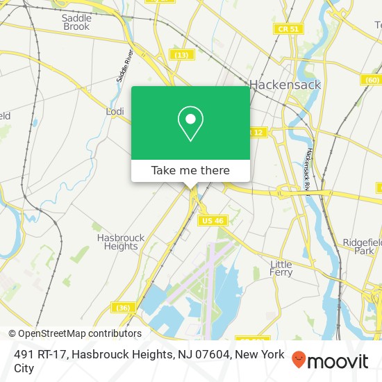 Mapa de 491 RT-17, Hasbrouck Heights, NJ 07604