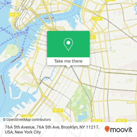 Mapa de 76A 5th Avenue, 76A 5th Ave, Brooklyn, NY 11217, USA