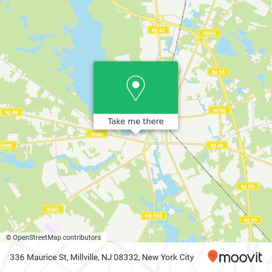 Mapa de 336 Maurice St, Millville, NJ 08332