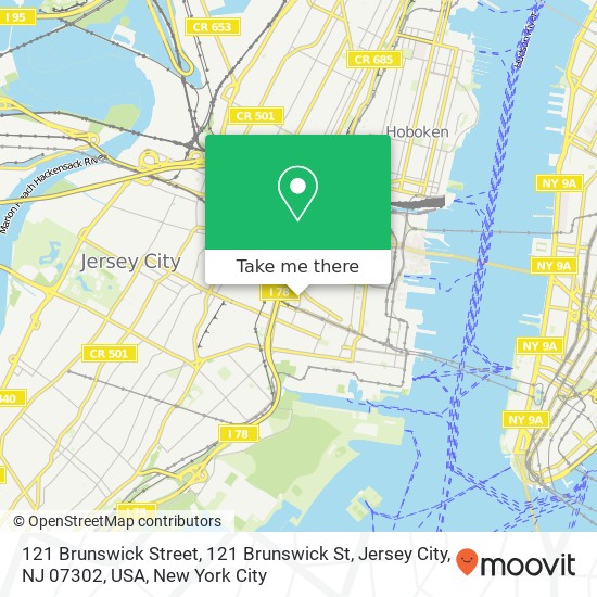 121 Brunswick Street, 121 Brunswick St, Jersey City, NJ 07302, USA map