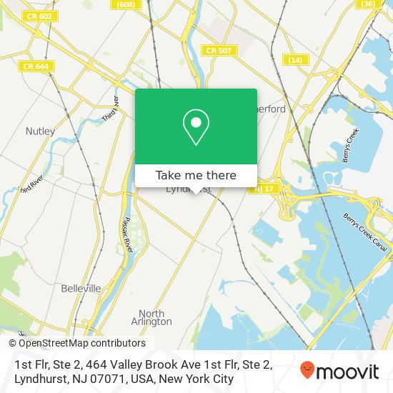 Mapa de 1st Flr, Ste 2, 464 Valley Brook Ave 1st Flr, Ste 2, Lyndhurst, NJ 07071, USA