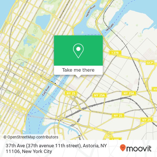 Mapa de 37th Ave (37th avenue 11th street), Astoria, NY 11106