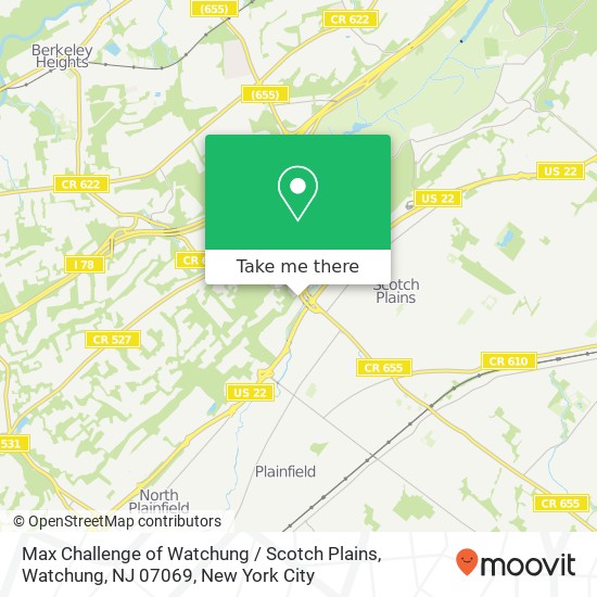 Mapa de Max Challenge of Watchung / Scotch Plains, Watchung, NJ 07069