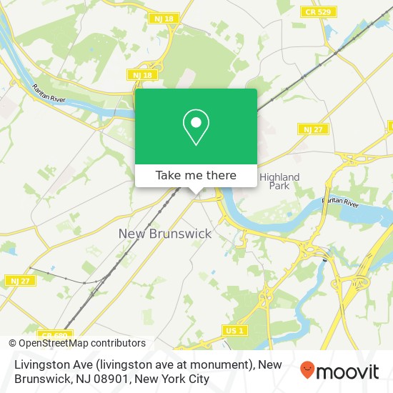 Livingston Ave (livingston ave at monument), New Brunswick, NJ 08901 map