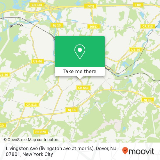 Mapa de Livingston Ave (livingston ave at morris), Dover, NJ 07801