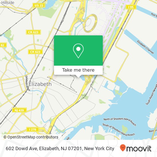 Mapa de 602 Dowd Ave, Elizabeth, NJ 07201