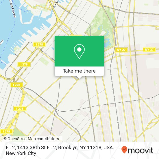 Mapa de FL 2, 1413 38th St FL 2, Brooklyn, NY 11218, USA