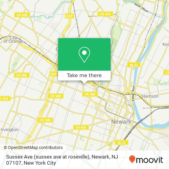 Sussex Ave (sussex ave at roseville), Newark, NJ 07107 map