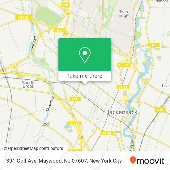 Mapa de 391 Golf Ave, Maywood, NJ 07607