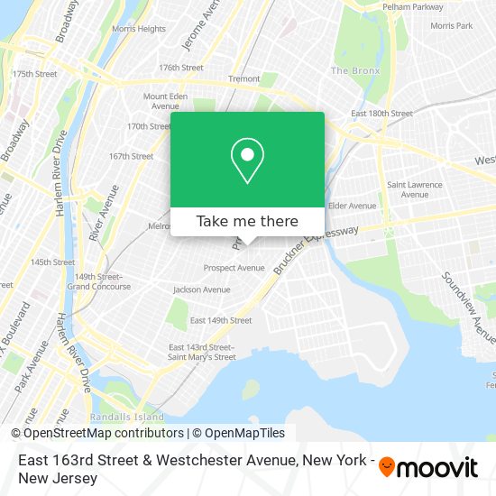 East 163rd Street & Westchester Avenue map