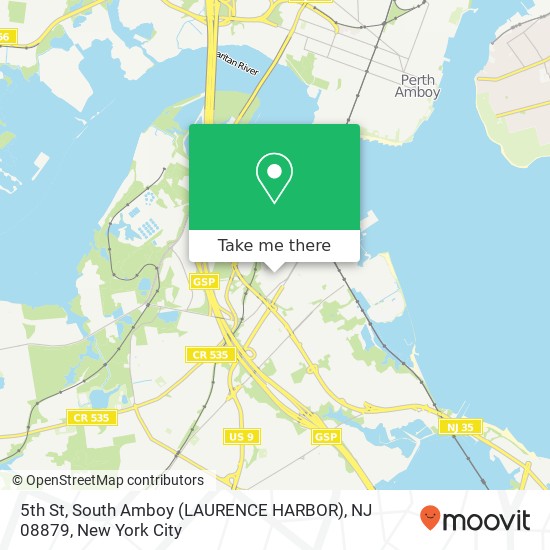 Mapa de 5th St, South Amboy (LAURENCE HARBOR), NJ 08879